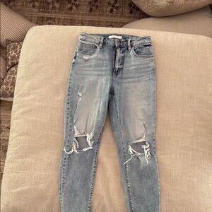 Distressed Blue Jeans